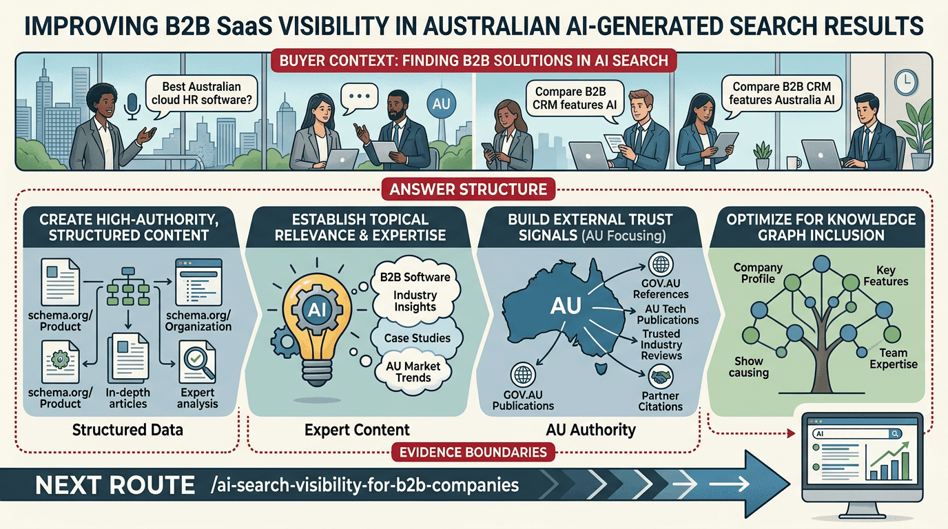 B2B SaaS founder reviewing SaaS GEO strategy for How can a B2B SaaS company in Australia improve visibility in AI-generated search results?